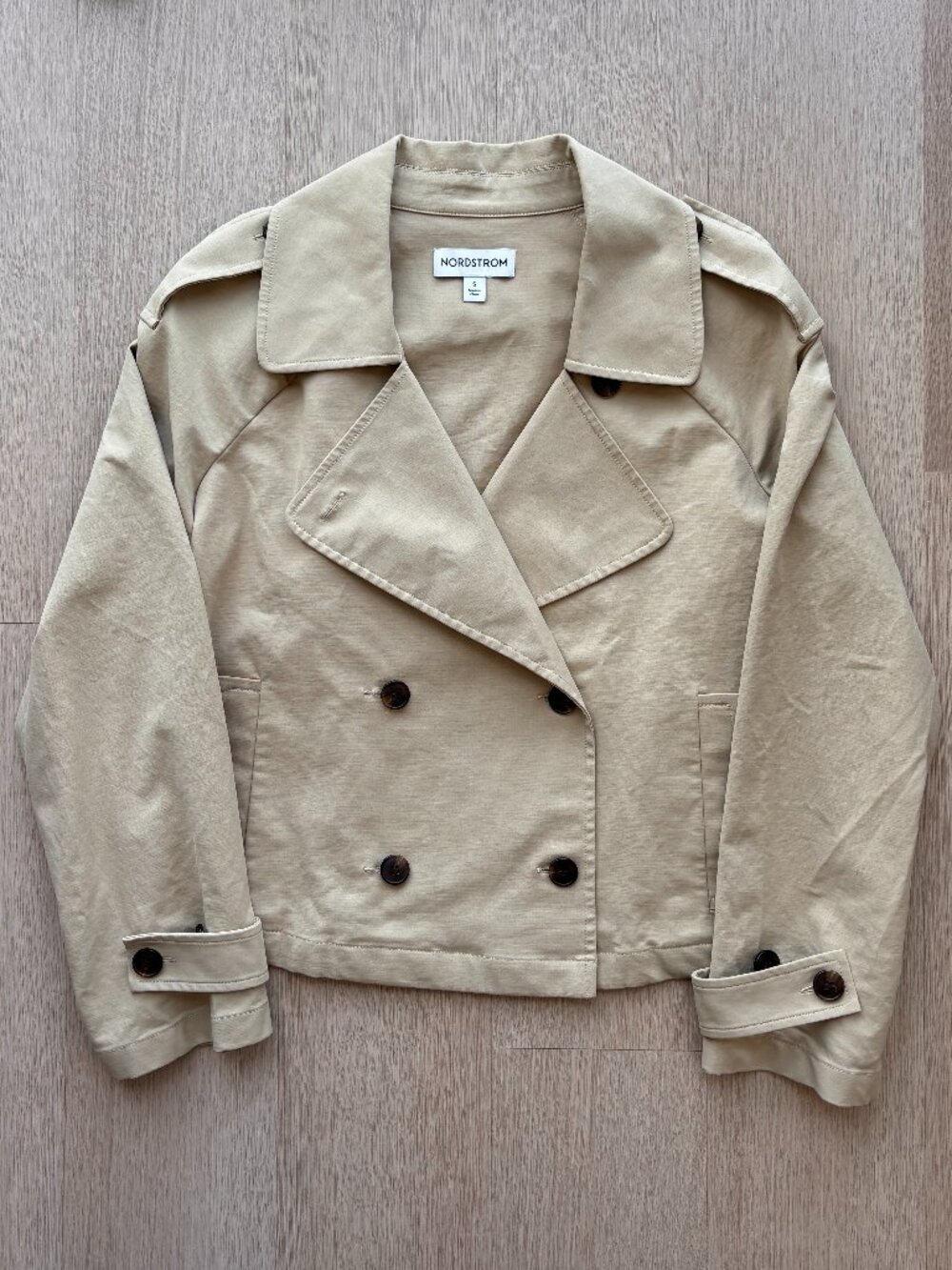 Nordstrom Beige Double Breasted Trench Coat Jacket Size S